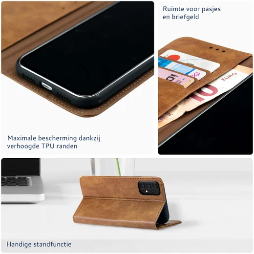 Rosso Element Samsung Galaxy A34 Hoesje Book Cover Wallet Bruin afbeelding 5