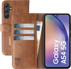 Rosso Element Samsung Galaxy A54 Hoesje Book Cover Wallet Bruin afbeelding