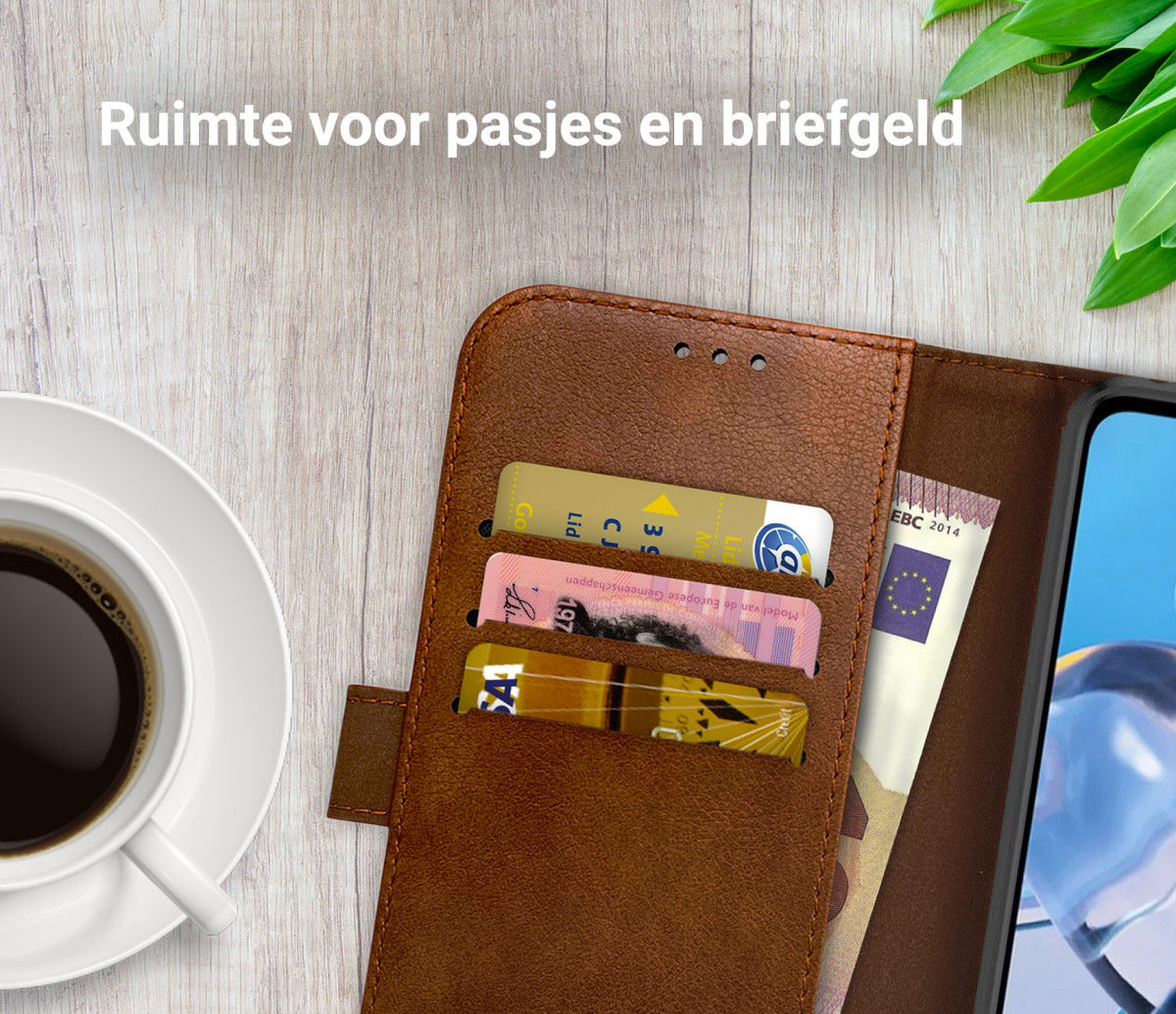 Rosso Element Motorola Moto E22/E22i Hoesje Book Cover Wallet Bruin afbeelding 5