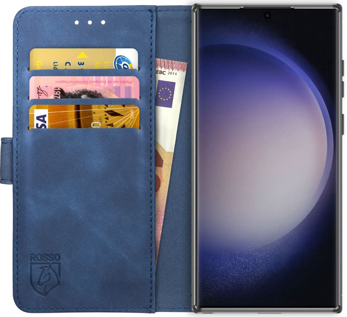 Rosso Element Samsung Galaxy S23 Ultra Hoesje Book Cover Wallet Blauw afbeelding 1