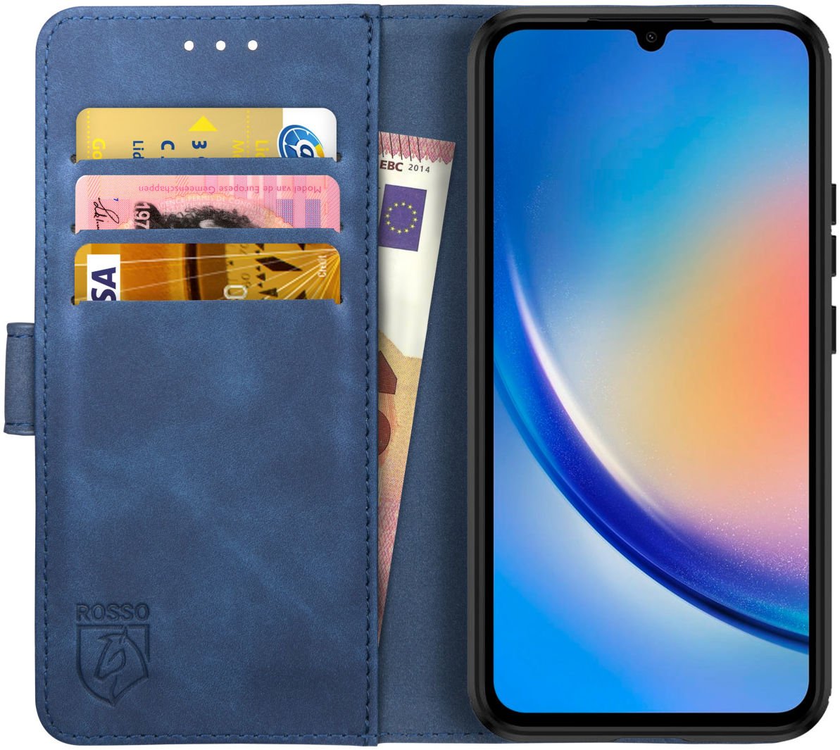 Rosso Element Samsung Galaxy A34 Hoesje Book Cover Wallet Blauw afbeelding 1