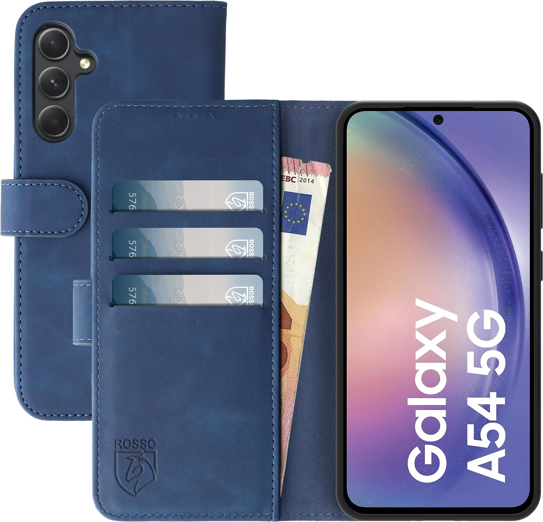 Rosso Element Samsung Galaxy A54 Hoesje Book Cover Wallet Blauw afbeelding 1