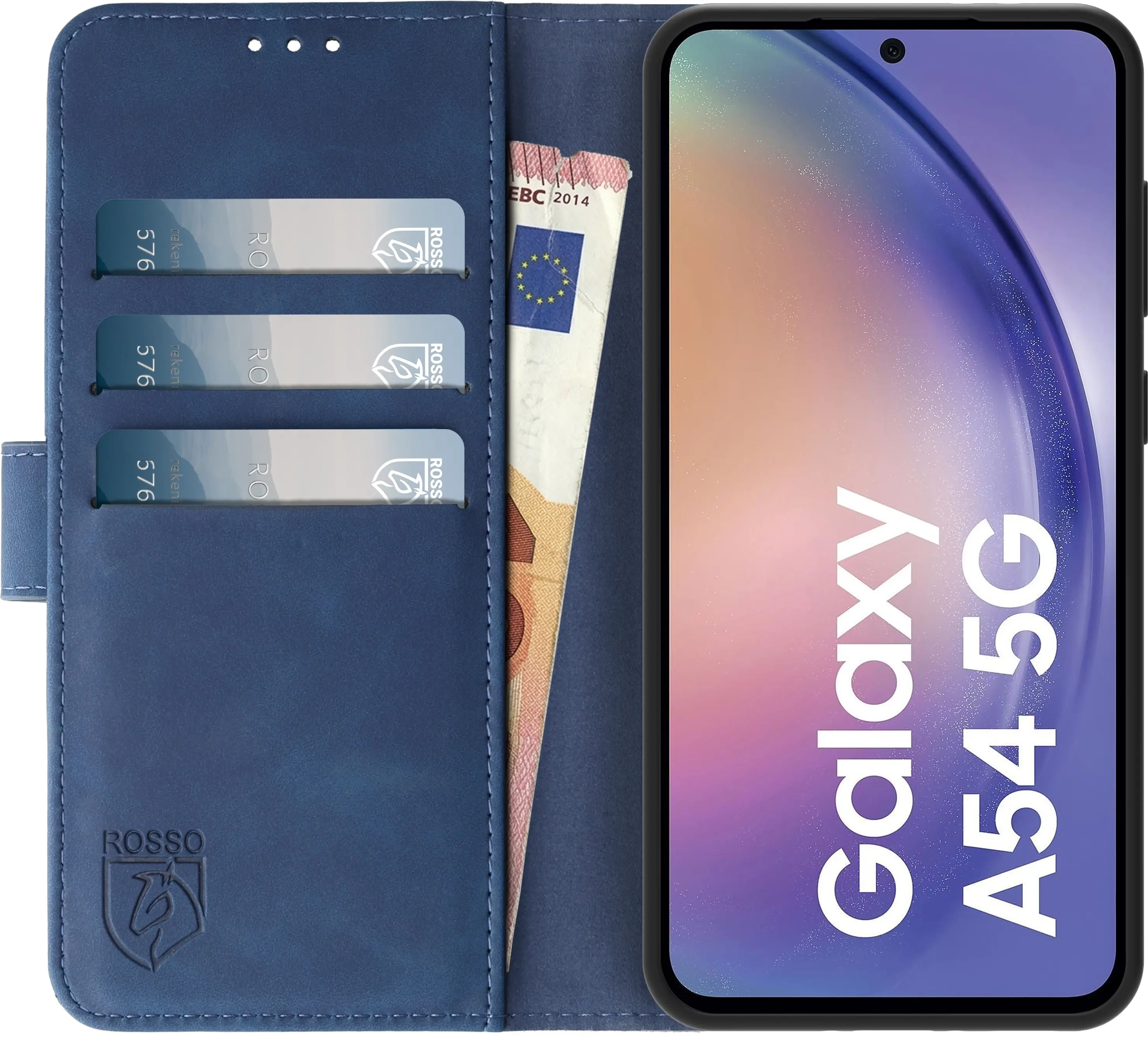 Rosso Element Samsung Galaxy A54 Hoesje Book Cover Wallet Blauw afbeelding 11