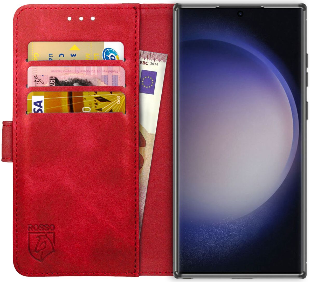 Rosso Element Samsung Galaxy S23 Ultra Hoesje Book Cover Wallet Rood afbeelding 1
