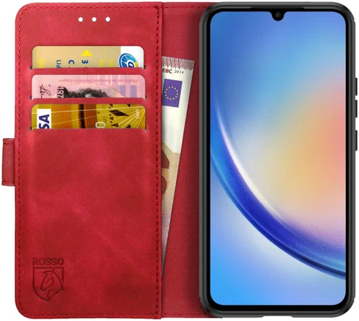 Rosso Element Samsung Galaxy A34 Hoesje Book Cover Wallet Rood afbeelding 1