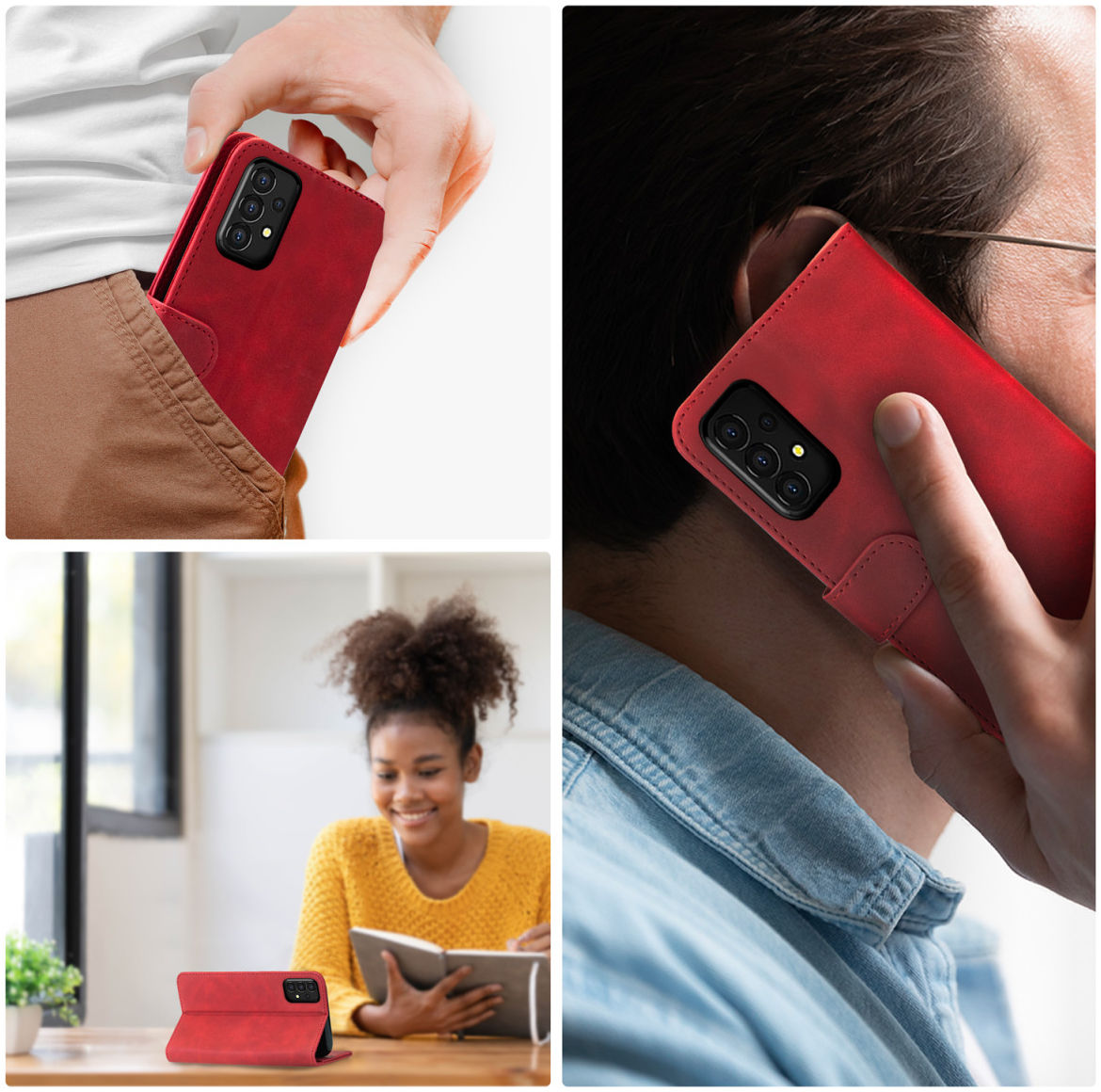 Rosso Element Samsung Galaxy A34 Hoesje Book Cover Wallet Rood afbeelding 4