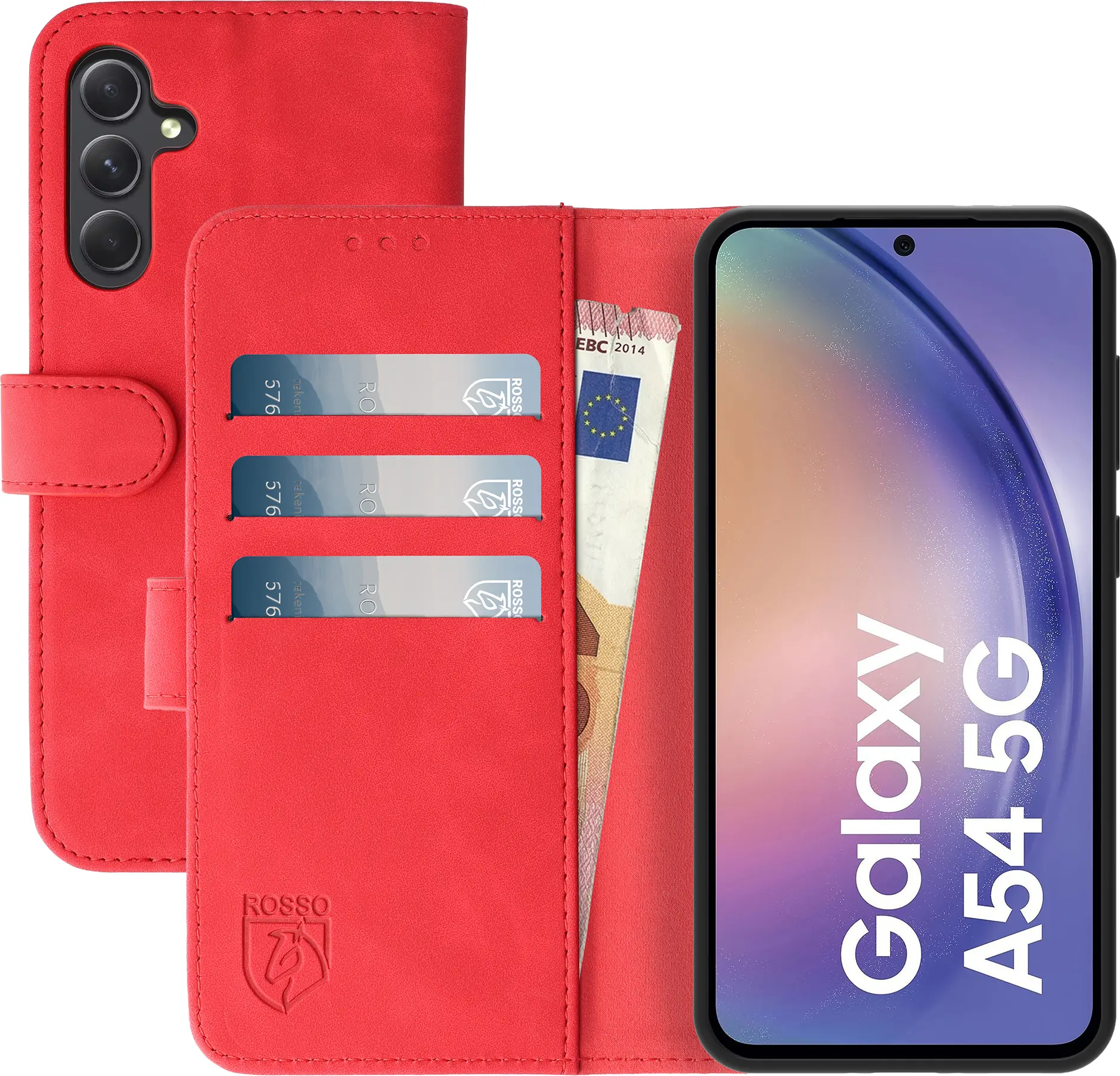 Rosso Element Samsung Galaxy A54 Hoesje Book Cover Wallet Rood afbeelding 1