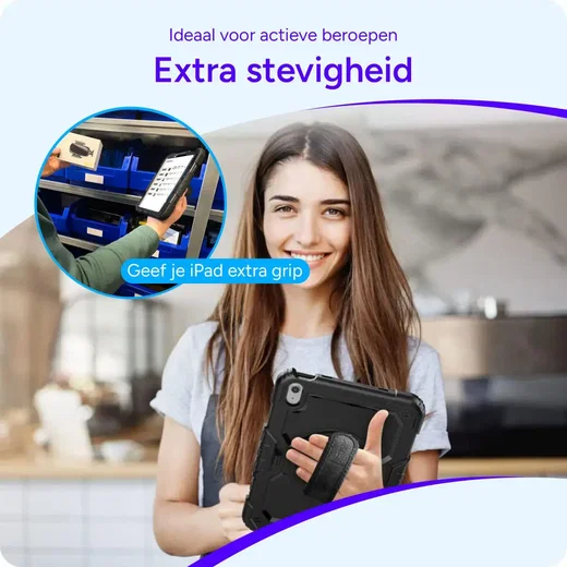 Apple iPad 11 (2025) / 10.9 (2022) Hoes met Screen Protector en Handriem Zwart afbeelding 5