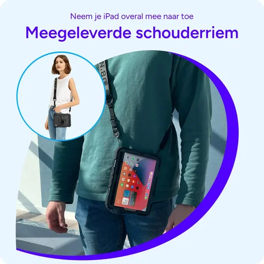 Apple iPad 11 (2025) / 10.9 (2022) Hoes met Screen Protector en Handriem Zwart afbeelding 6