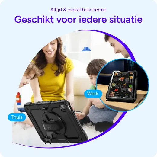 Apple iPad 11 (2025) / 10.9 (2022) Hoes met Screen Protector en Handriem Zwart afbeelding 4