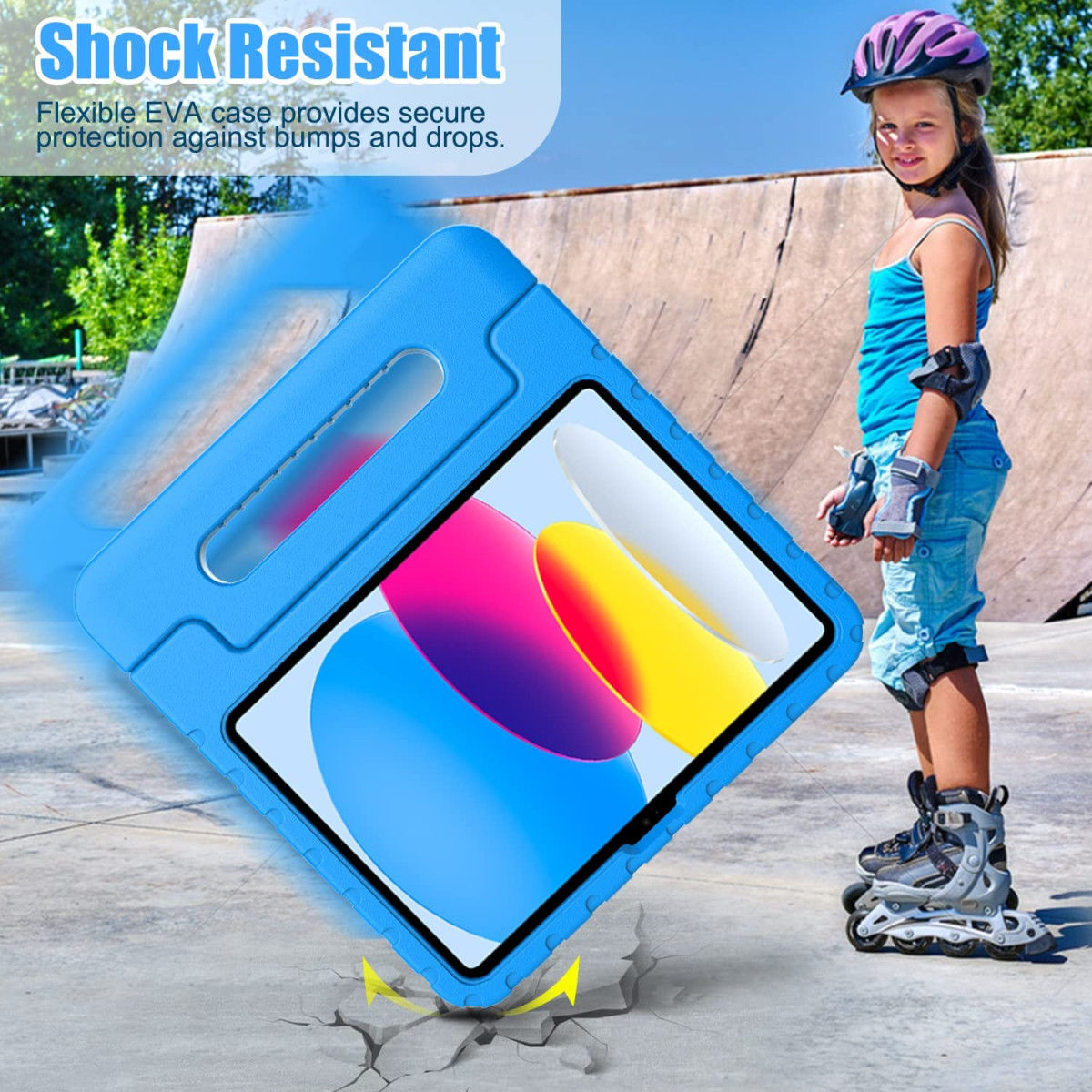 Apple iPad 11 (2025) / 10.9 (2022) Kinder Tablethoes met Handvat Blauw afbeelding 6