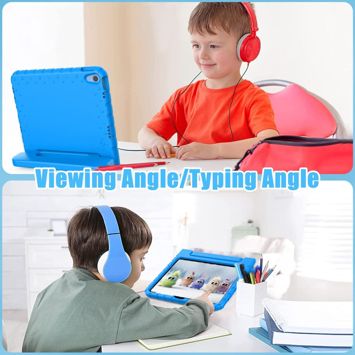 Apple iPad 11 (2025) / 10.9 (2022) Kinder Tablethoes met Handvat Blauw afbeelding 7