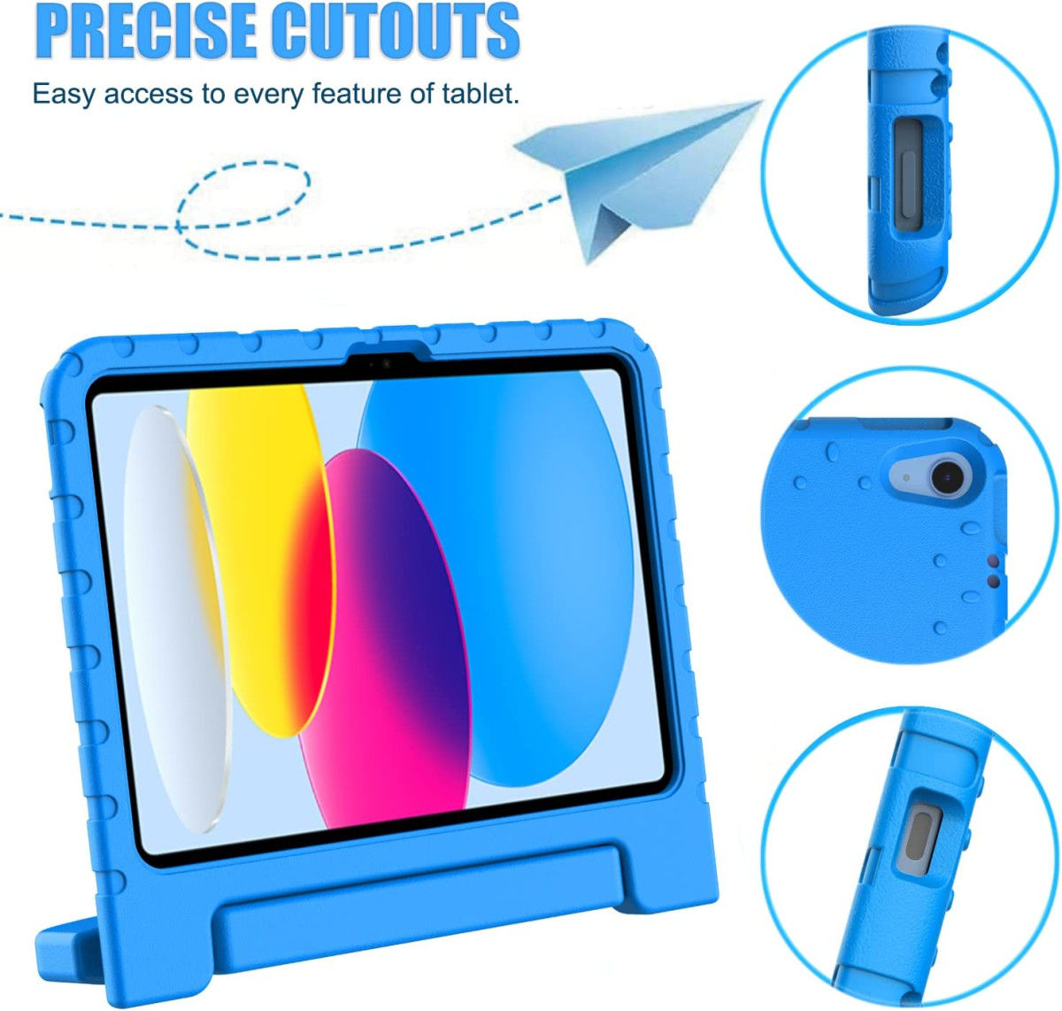 Apple iPad 11 (2025) / 10.9 (2022) Kinder Tablethoes met Handvat Blauw afbeelding 10