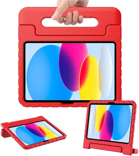 Apple iPad 11 (2025) / 10.9 (2022) Kinder Tablethoes met Handvat Rood afbeelding 2