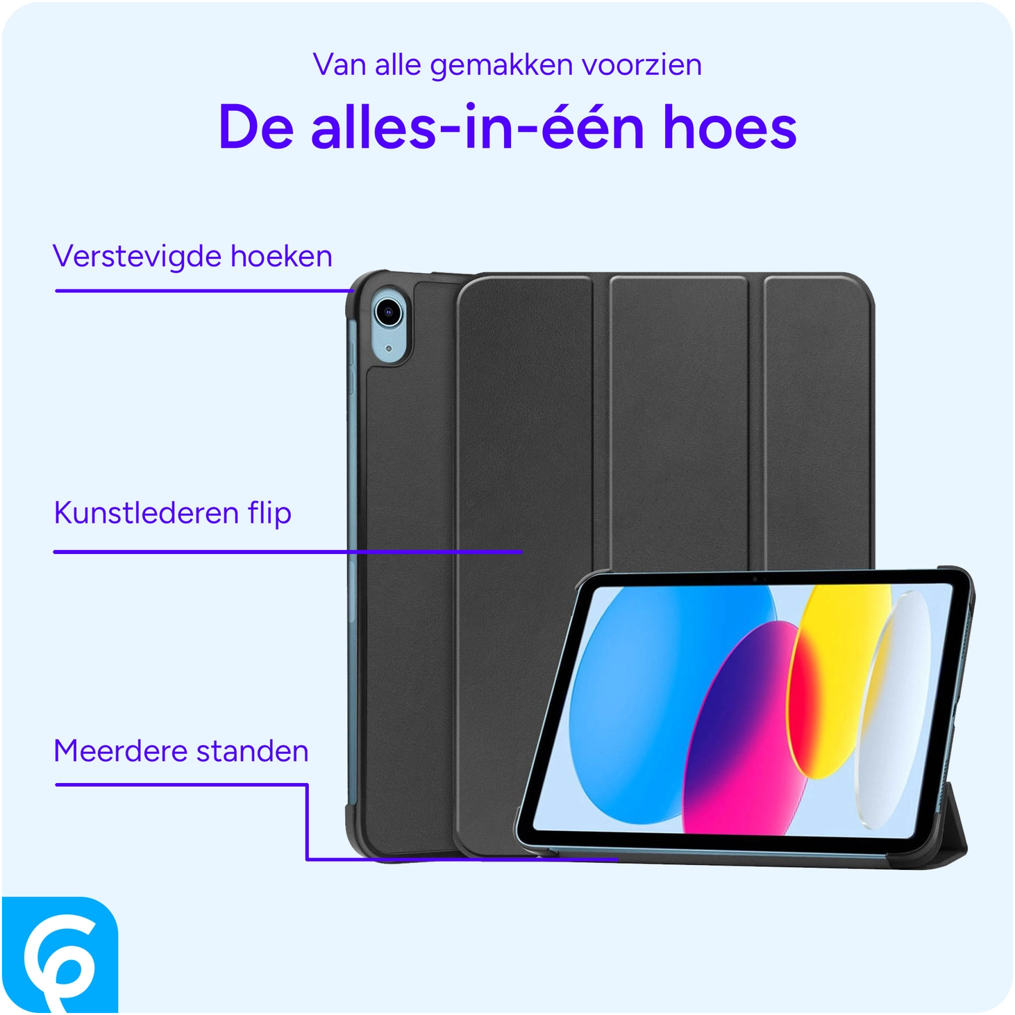 Apple iPad 11 (2025) / 10.9 (2022) Hoes Tri-Fold Book Case Zwart afbeelding 3