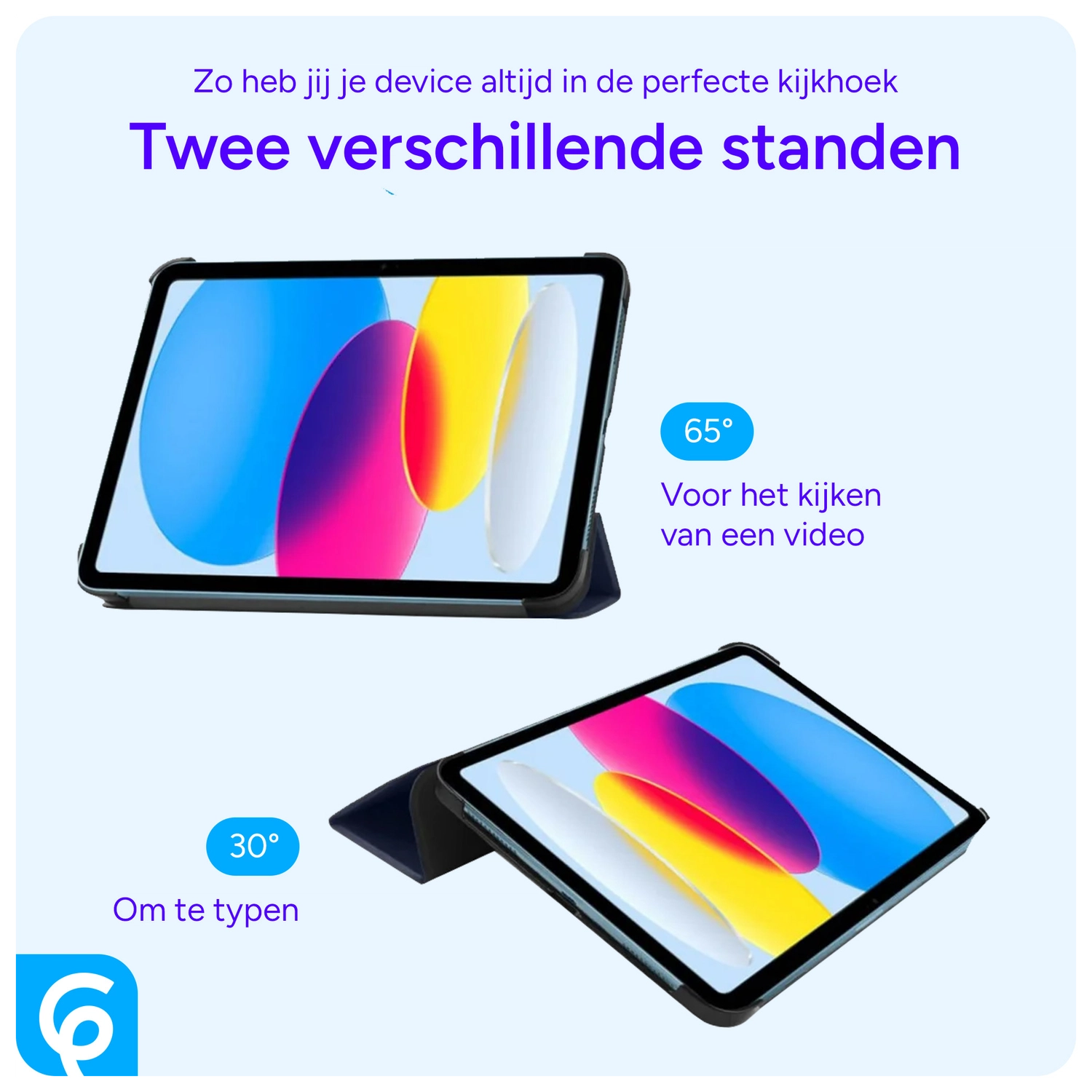 Apple iPad 11 (2025) / 10.9 (2022) Hoes Tri-Fold Book Case Blauw afbeelding 5