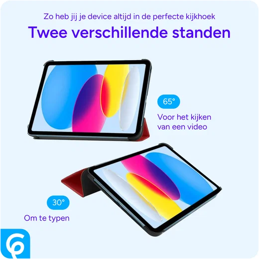 Apple iPad 11 (2025) / 10.9 (2022) Hoes Tri-Fold Book Case Rood afbeelding 6