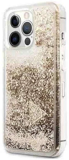Guess Apple iPhone 14 Pro Hoesje Hard Case Gold Glitter Charms afbeelding 3