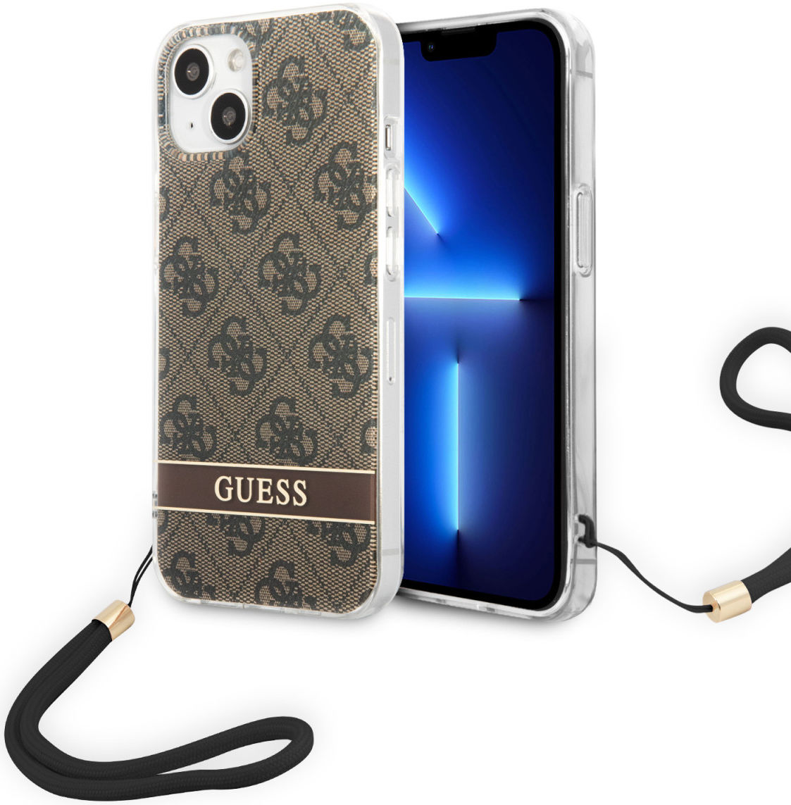 Guess Apple iPhone 14 Hoesje Hard Case Brown 4G Print afbeelding 3