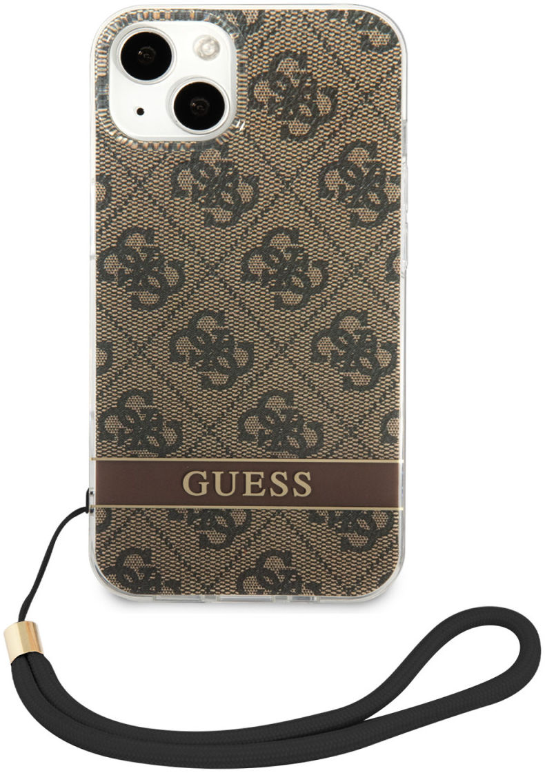 Guess Apple iPhone 14 Hoesje Hard Case Brown 4G Print afbeelding 2