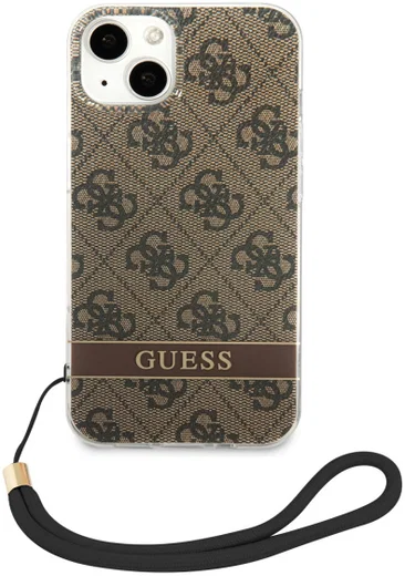 Guess Apple iPhone 14 Hoesje Hard Case Brown 4G Print afbeelding 2