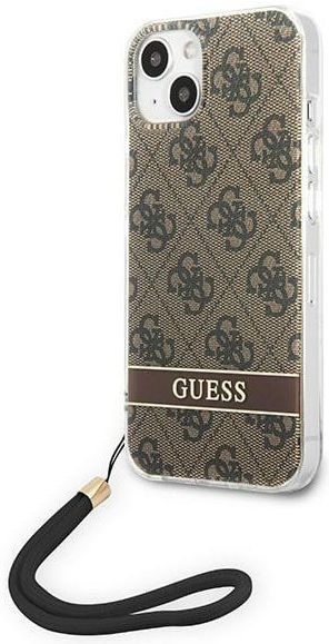 Guess Apple iPhone 14 Hoesje Hard Case Brown 4G Print afbeelding 1