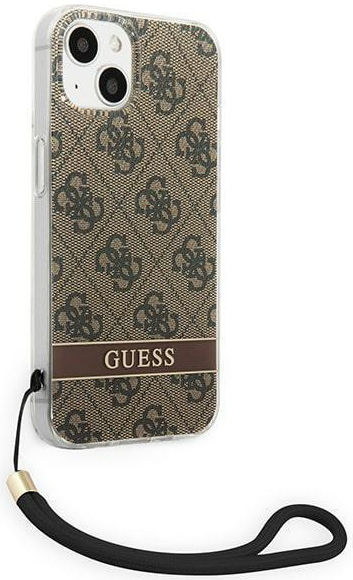 Guess Apple iPhone 14 Hoesje Hard Case Brown 4G Print afbeelding 5