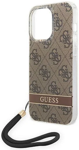 Guess Apple iPhone 14 Pro Hoesje Hard Case Brown 4G Print afbeelding 4