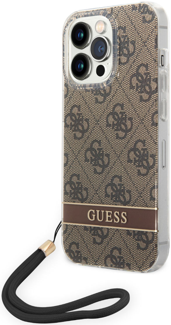 Guess Apple iPhone 14 Pro Max Hoesje Hard Case Brown 4G Print afbeelding 1