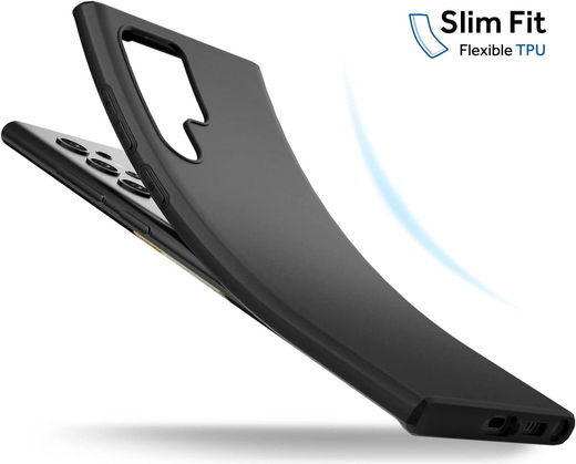 Samsung Galaxy S23 Ultra Hoesje Dun TPU Matte Back Cover Zwart afbeelding 3