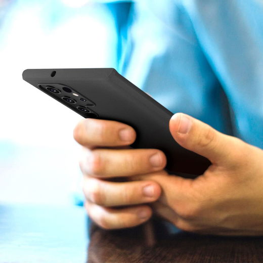 Samsung Galaxy S23 Ultra Hoesje Dun TPU Matte Back Cover Zwart afbeelding 5