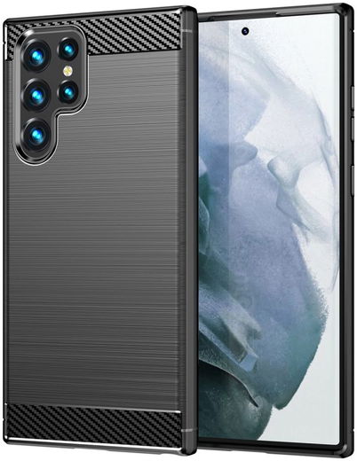 Samsung Galaxy S23 Ultra Hoesje Geborsteld TPU Back Cover Zwart afbeelding 2