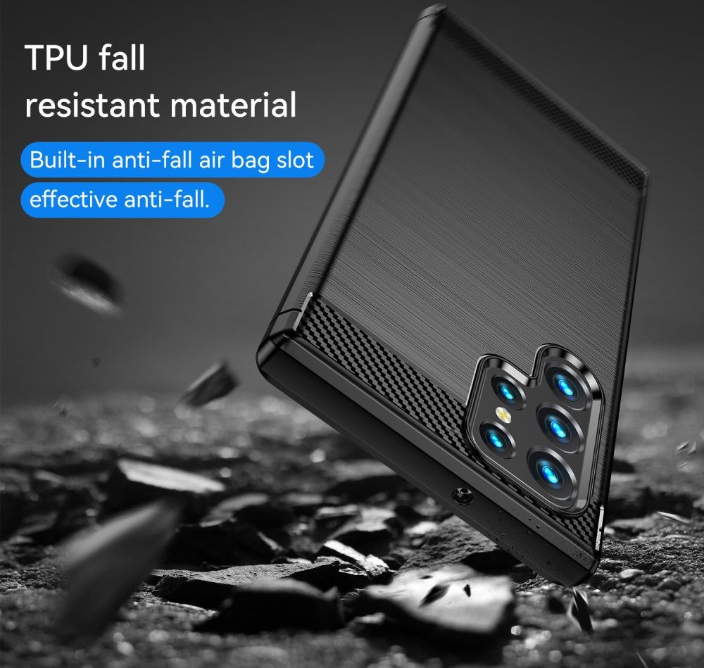 Samsung Galaxy S23 Ultra Hoesje Geborsteld TPU Back Cover Zwart afbeelding 4