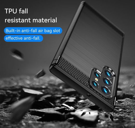 Samsung Galaxy S23 Ultra Hoesje Geborsteld TPU Back Cover Zwart afbeelding 4