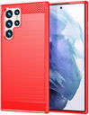 Samsung Galaxy S23 Ultra Hoesje Geborsteld TPU Back Cover Rood