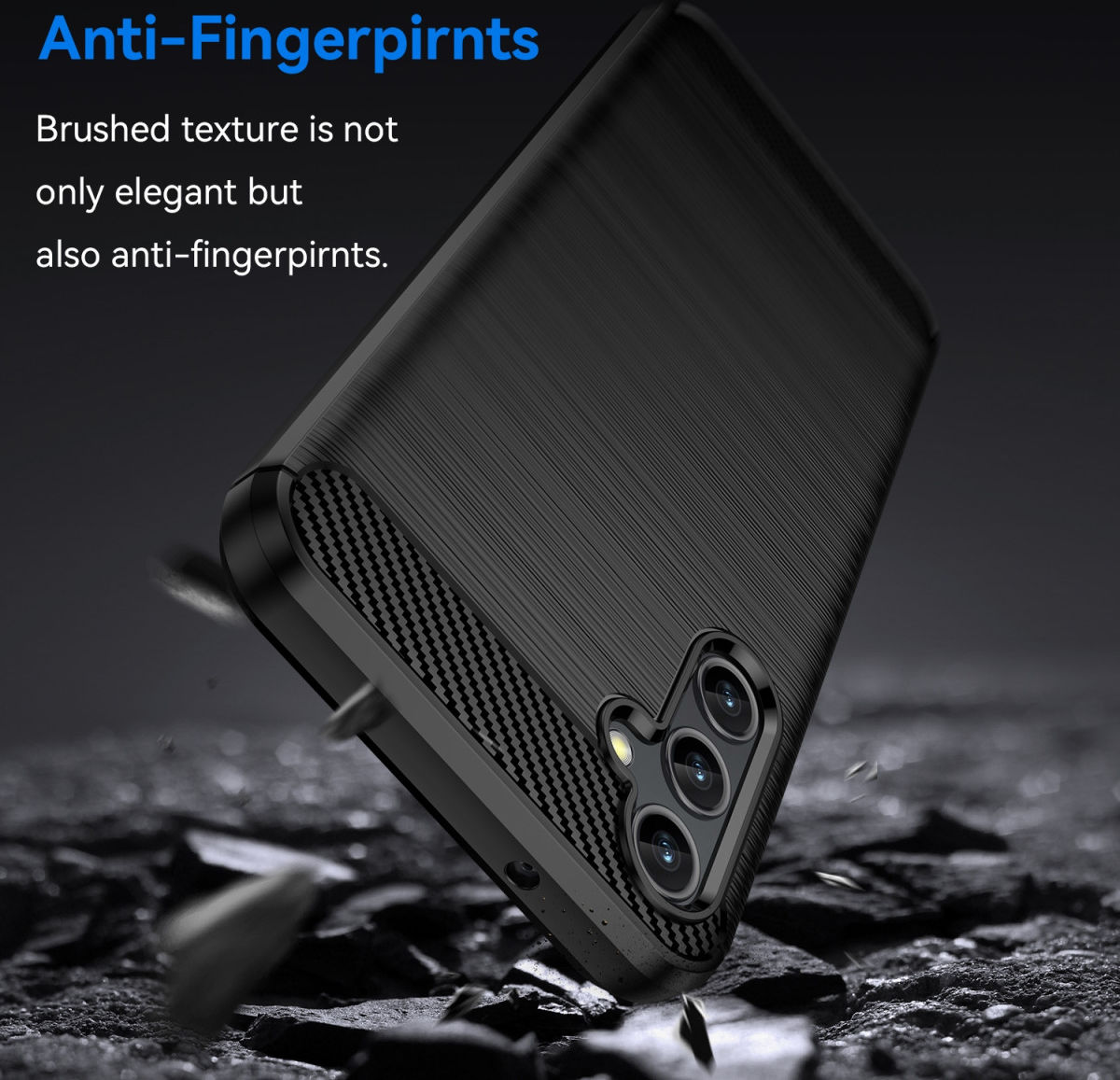 Samsung Galaxy A14 Hoesje Geborsteld TPU Flexibele Back Cover Zwart afbeelding 4