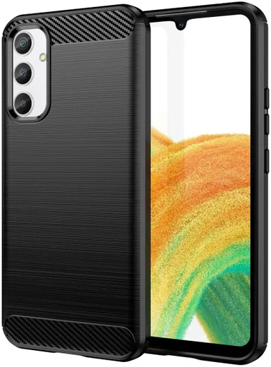 Samsung Galaxy A34 Hoesje Geborsteld TPU Flexibele Back Cover Zwart afbeelding 1