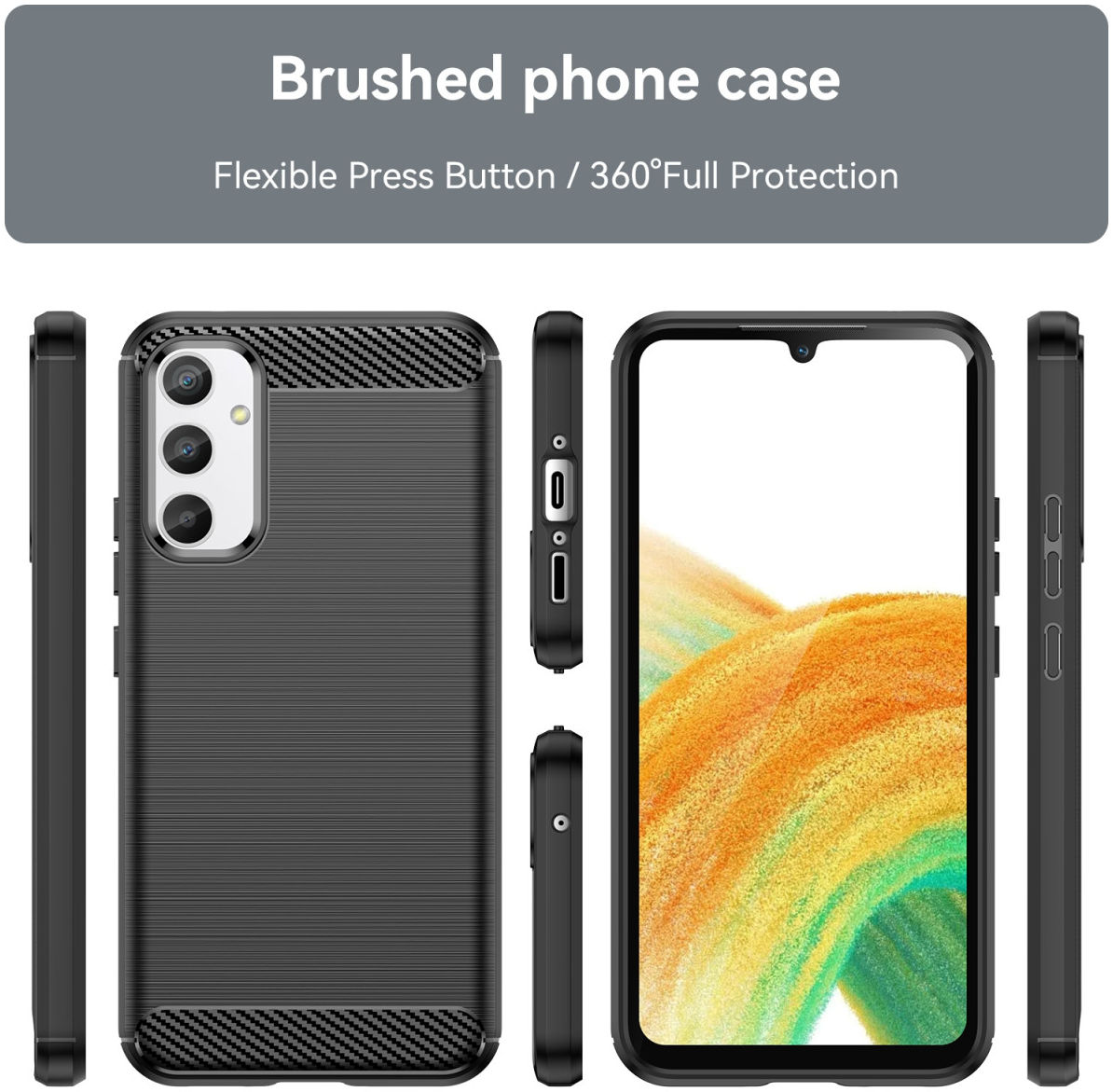 Samsung Galaxy A34 Hoesje Geborsteld TPU Flexibele Back Cover Zwart afbeelding 8
