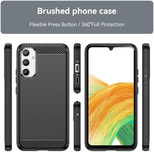 Samsung Galaxy A34 Hoesje Geborsteld TPU Flexibele Back Cover Zwart afbeelding 8