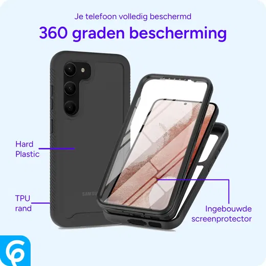 Samsung Galaxy S23 Hoesje Full Protect 360° Cover Hybride Zwart afbeelding 2