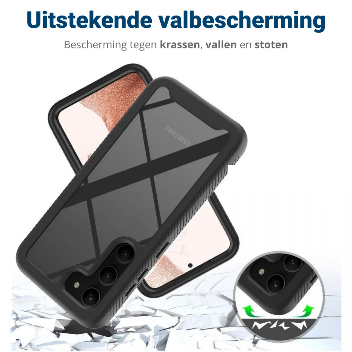 Samsung Galaxy S23 Plus Hoesje Full Protect 360° Cover Hybride Zwart afbeelding 4