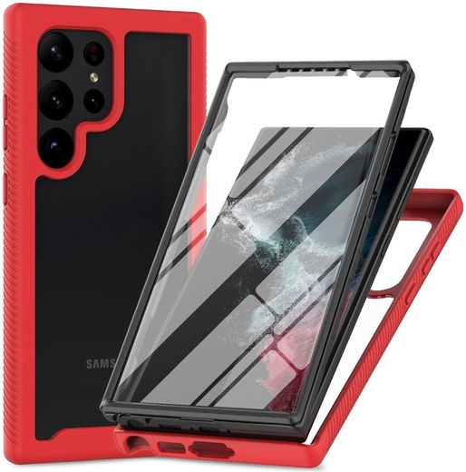 Samsung Galaxy S23 Ultra Hoesje Full Protect 360° Cover Hybride Rood afbeelding 1