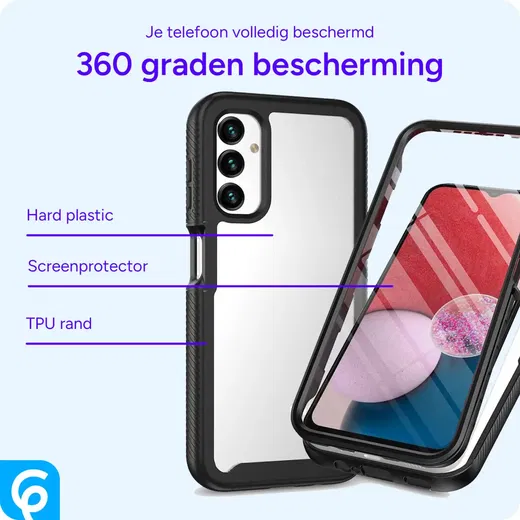 Samsung Galaxy A14 Hoesje Full Protect 360° Cover Hybride Zwart afbeelding 4