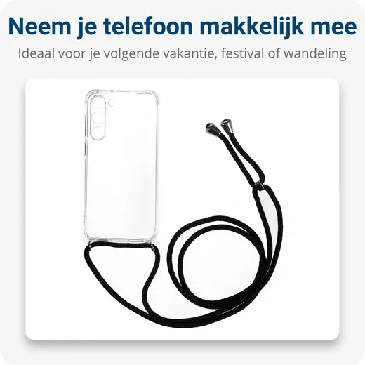 Samsung Galaxy S23 Hoesje met Koord Schokbestendig TPU Transparant afbeelding 3