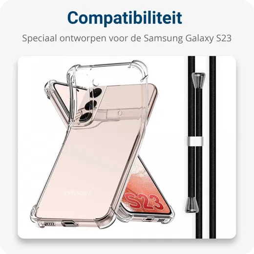 Samsung Galaxy S23 Hoesje met Koord Schokbestendig TPU Transparant afbeelding 4