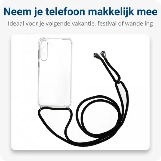 Samsung Galaxy S23 Plus Hoesje met Koord TPU Transparant afbeelding 3