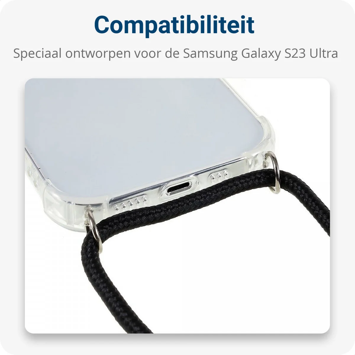 Samsung Galaxy S23 Ultra Hoesje met Koord TPU Transparant afbeelding 4