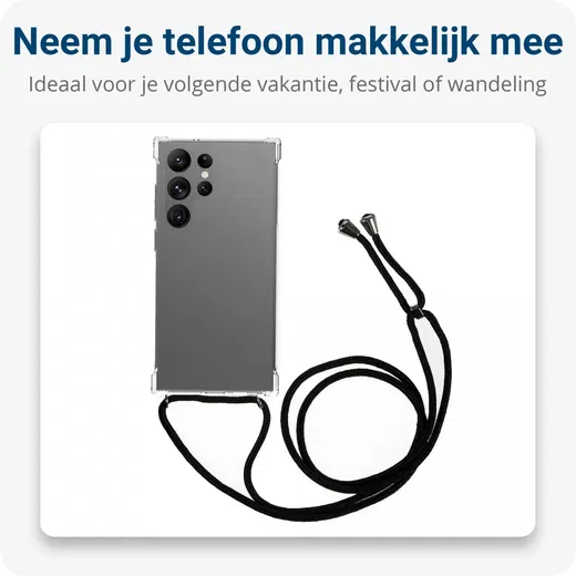 Samsung Galaxy S23 Ultra Hoesje met Koord TPU Transparant afbeelding 3