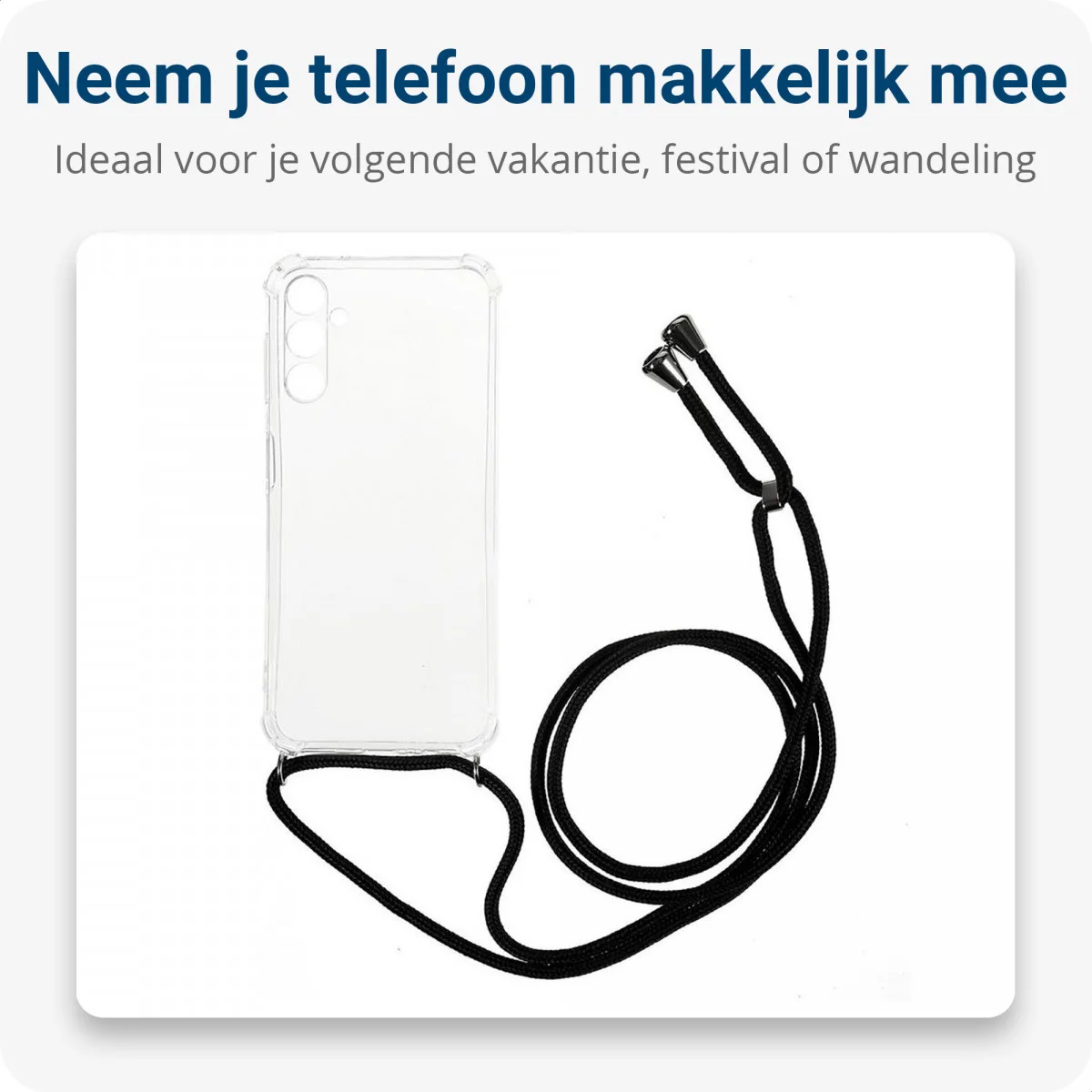 Samsung Galaxy A14 Hoesje met Koord Schokbestendig TPU Transparant afbeelding 3