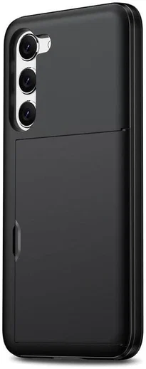 Samsung Galaxy S23 Hoesje met Slider Kaarthouder Back Cover Zwart afbeelding 12